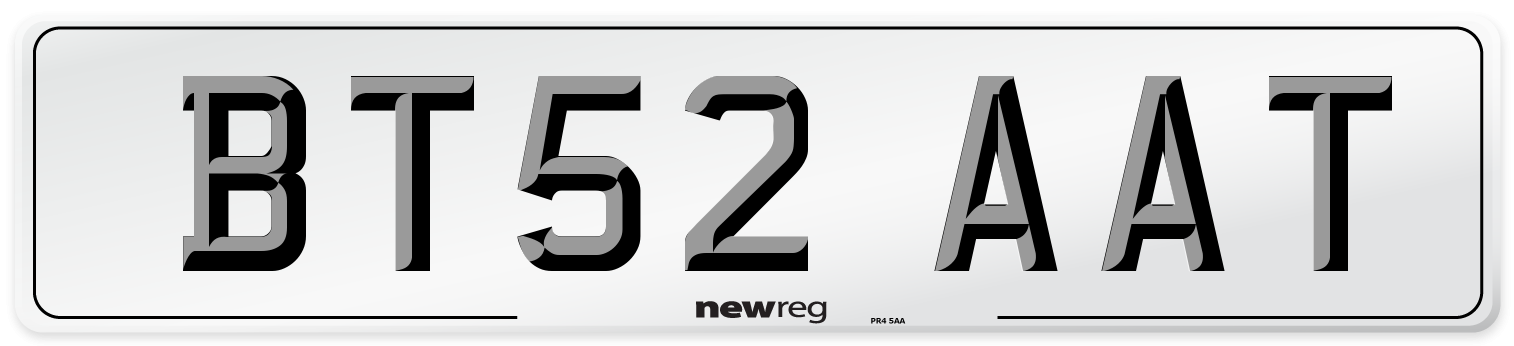 BT52 AAT Number Plate from New Reg